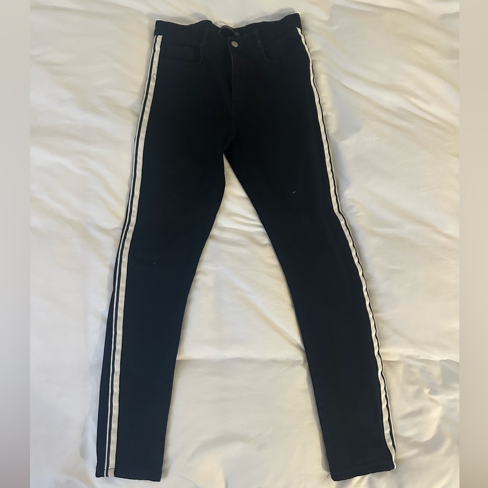 Black Zara Jeans with White Stripes